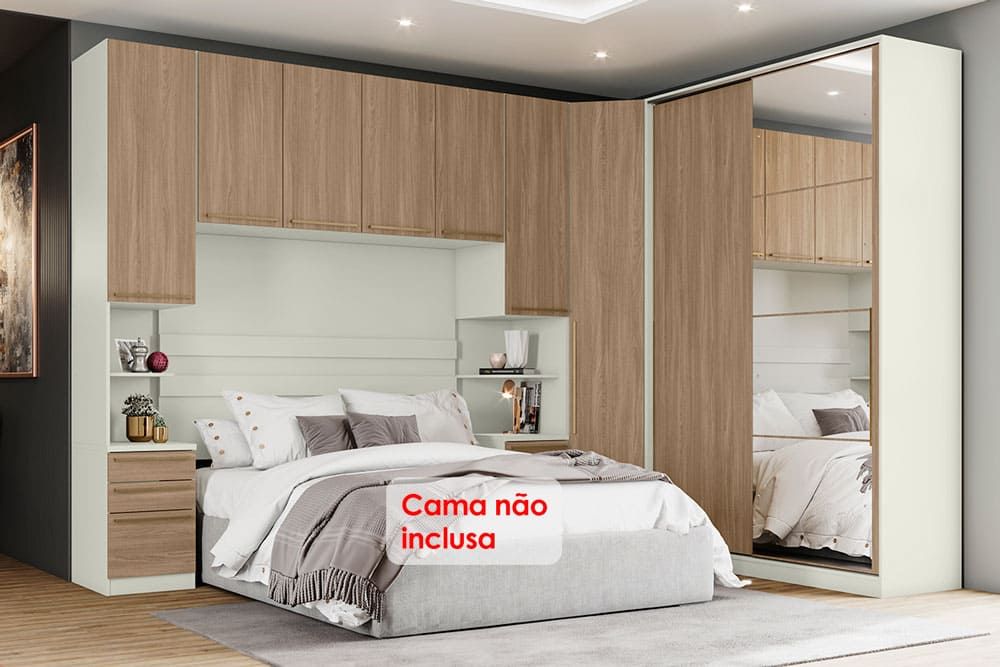Quarto Modulado Casal Seletto 5 Peças  (1Ponte+1GRoupa+1Closet+2Complementos) QM01 - Henn | Costa Rica Colchões